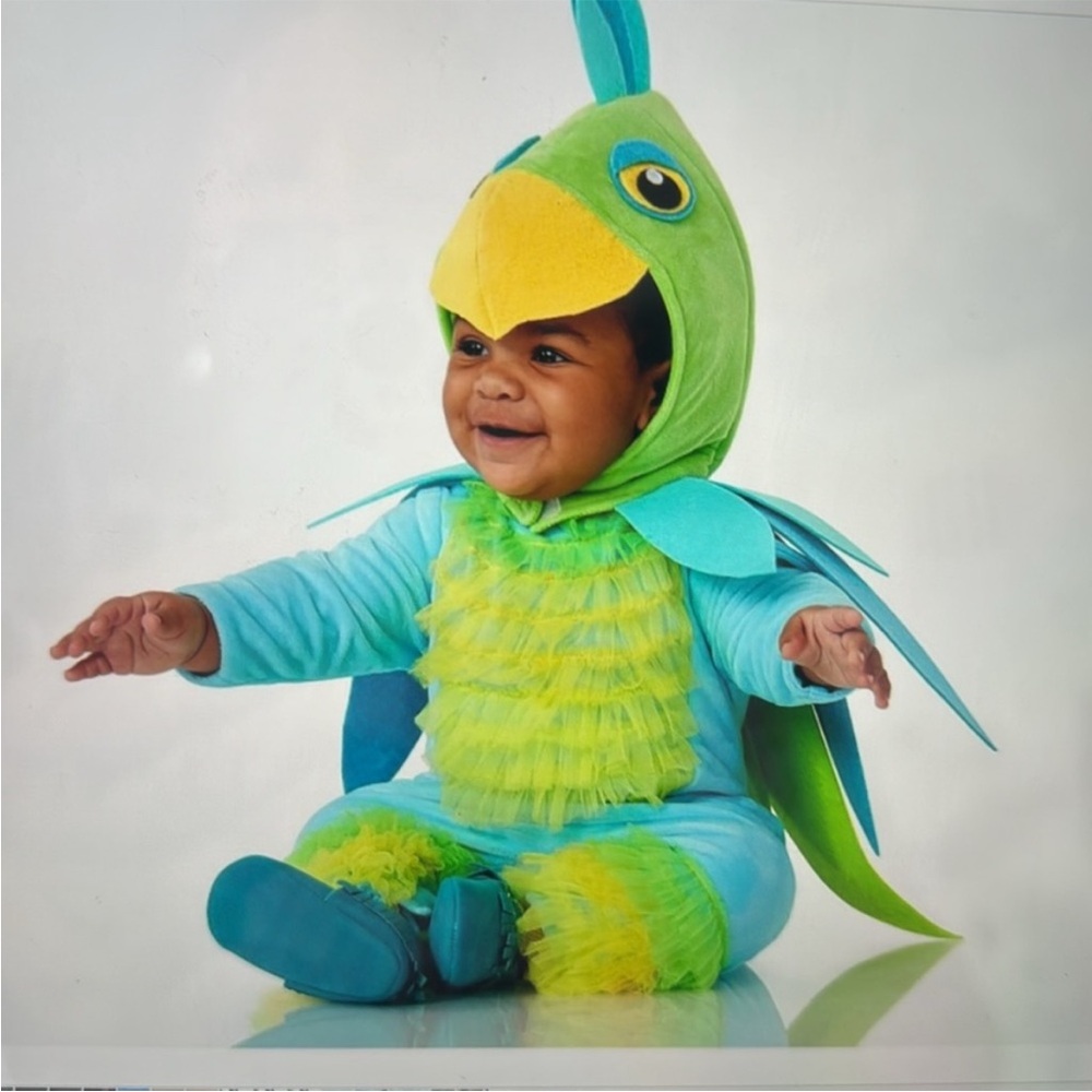 Pottery Barn infant Parrot Costume size 6 to 12 months separate headpiece